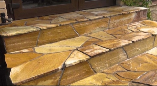 Плитняк златолит жёлтый золотистый для отмостки купить в Губахе